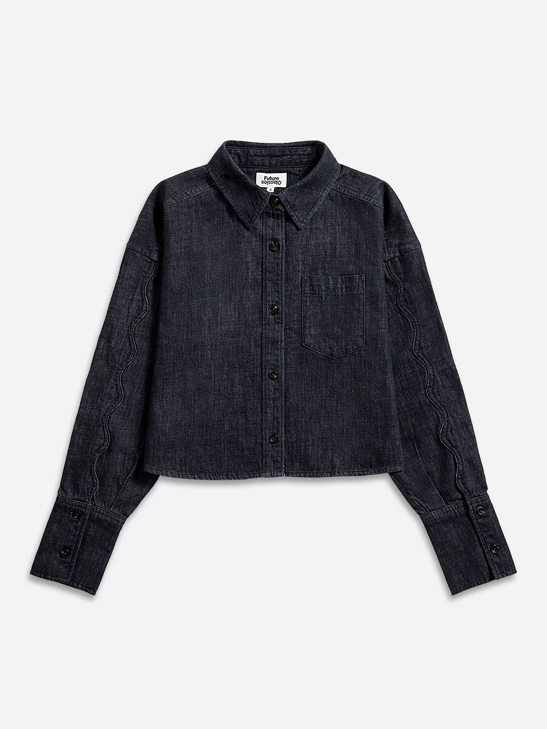 Motif Sleeve Denim Shirt