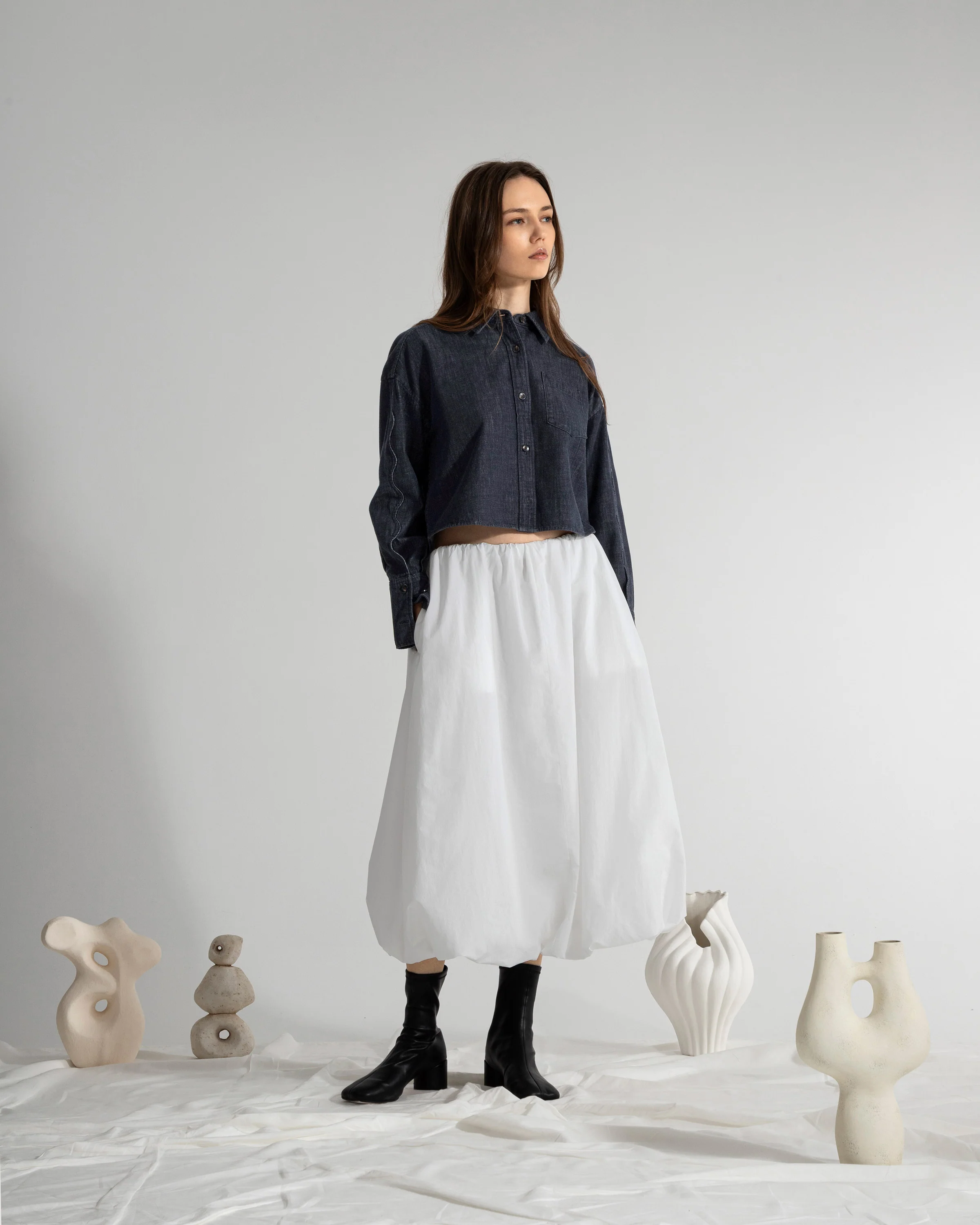 Motif Sleeve Denim Shirt - Image 2