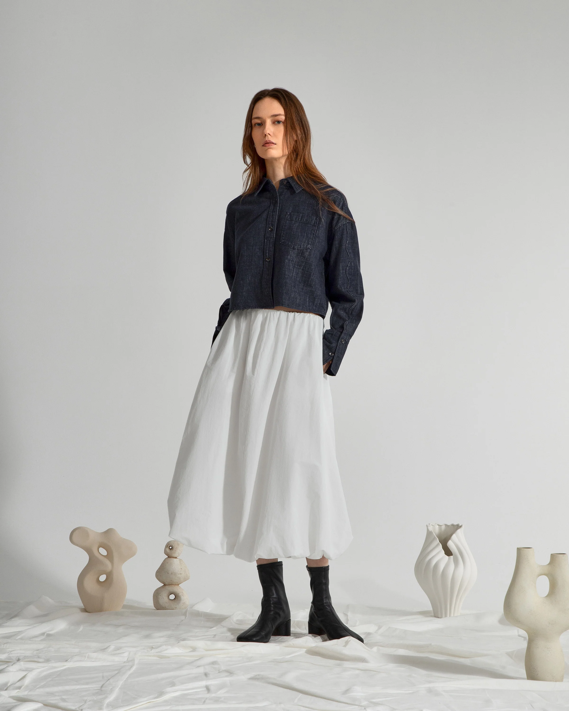 Motif Sleeve Denim Shirt - Image 3