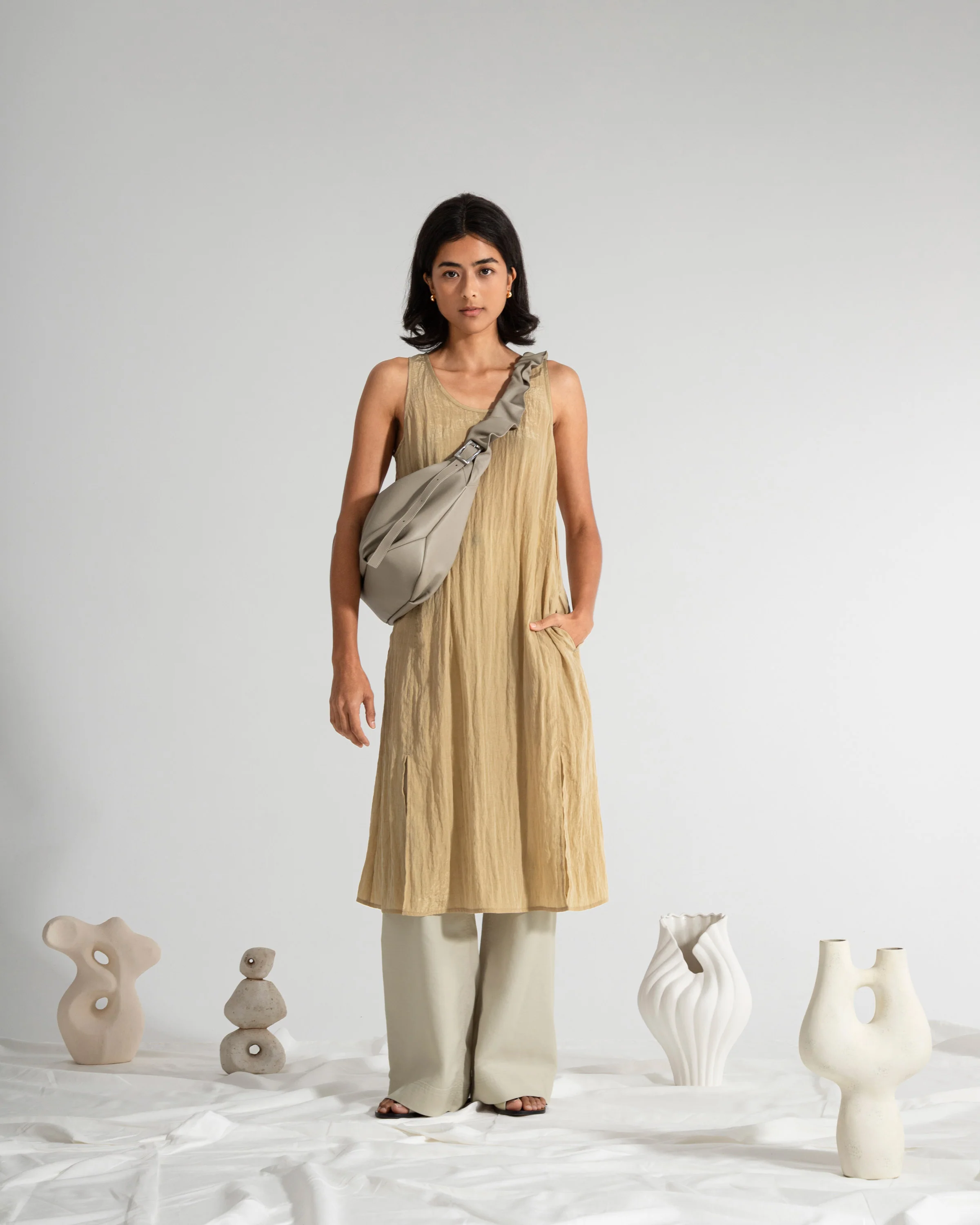Crinkle Slit Dress - Image 3