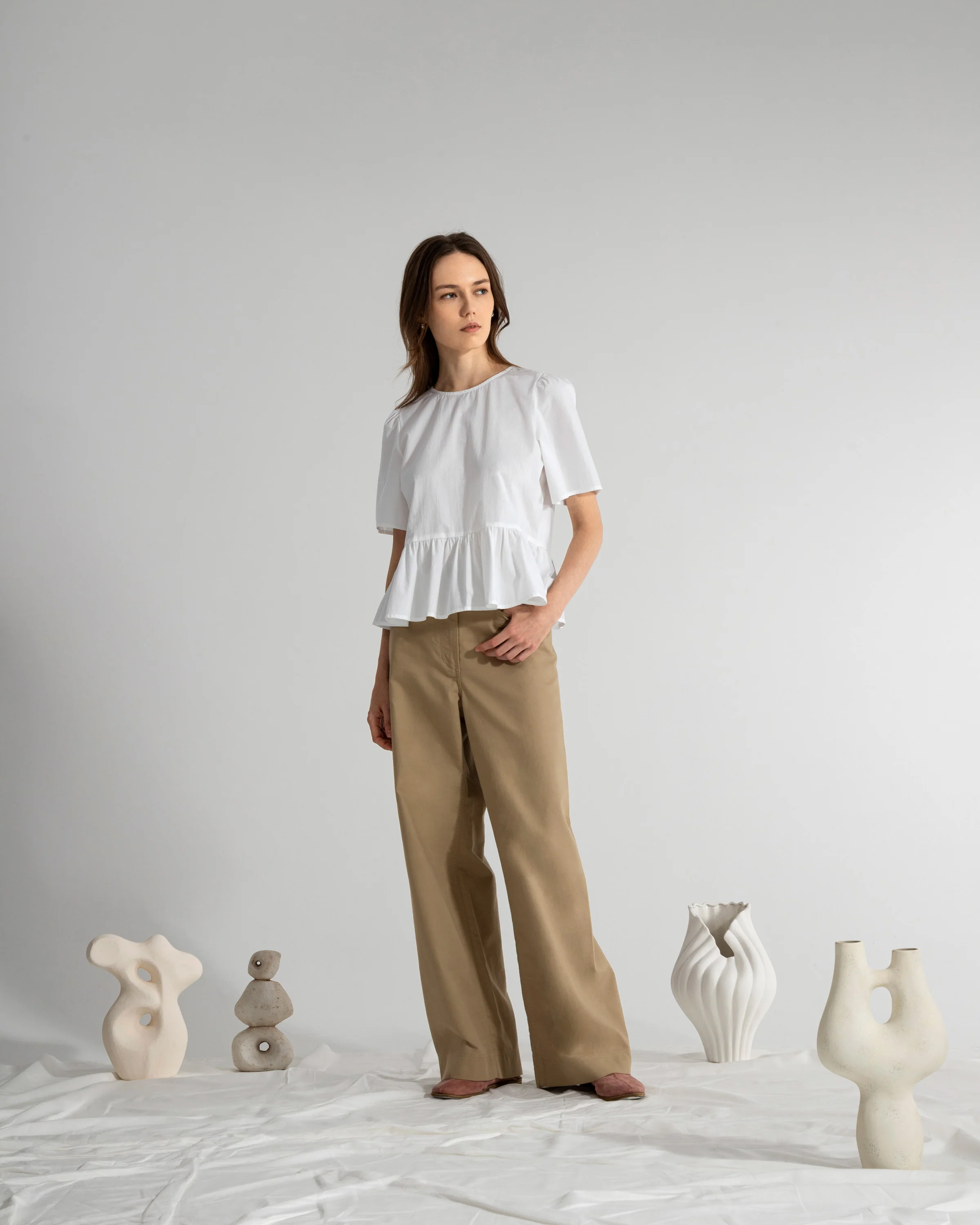 Puff Sleeves Gathered Blouse - Image 3