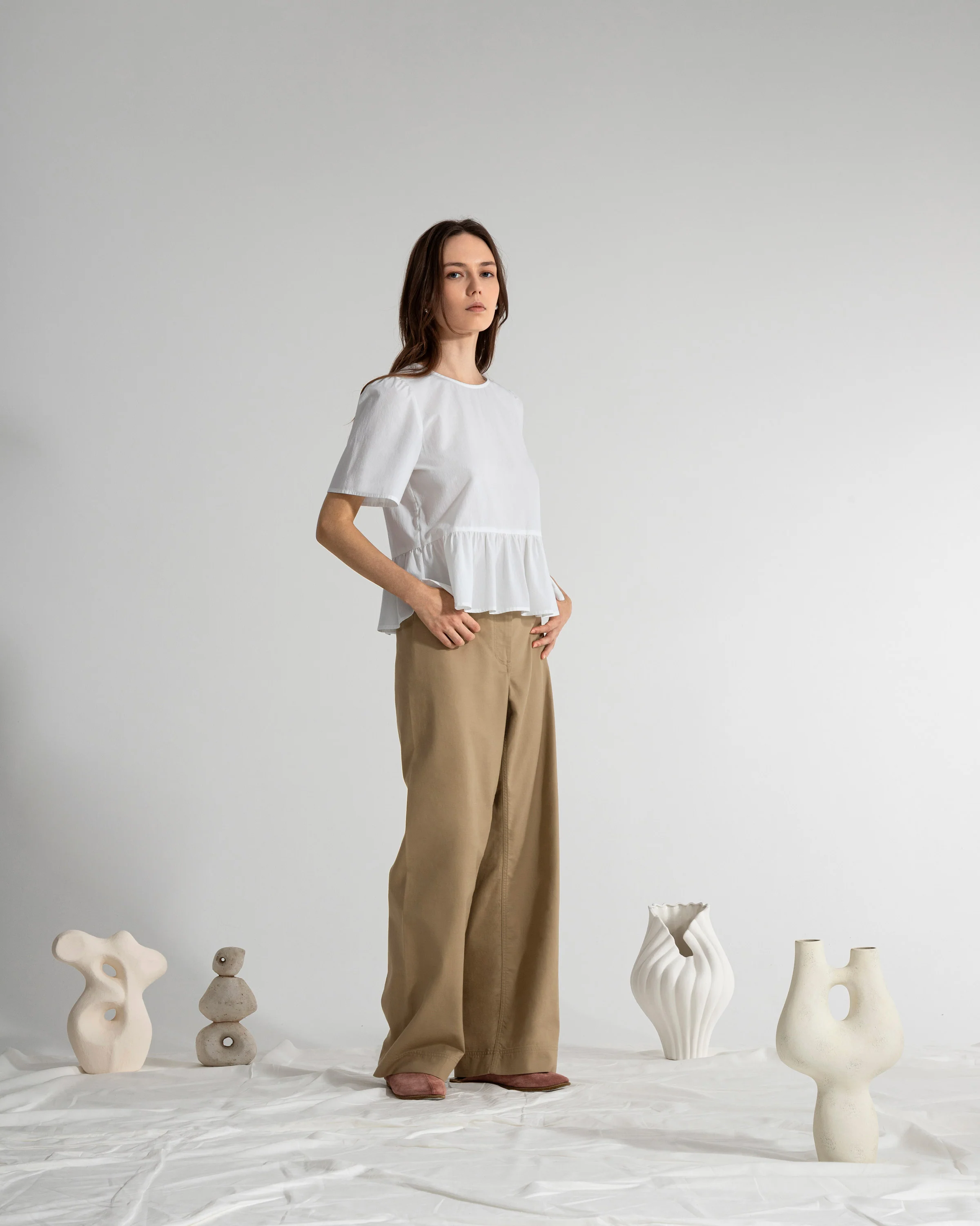 Puff Sleeves Gathered Blouse - Image 4