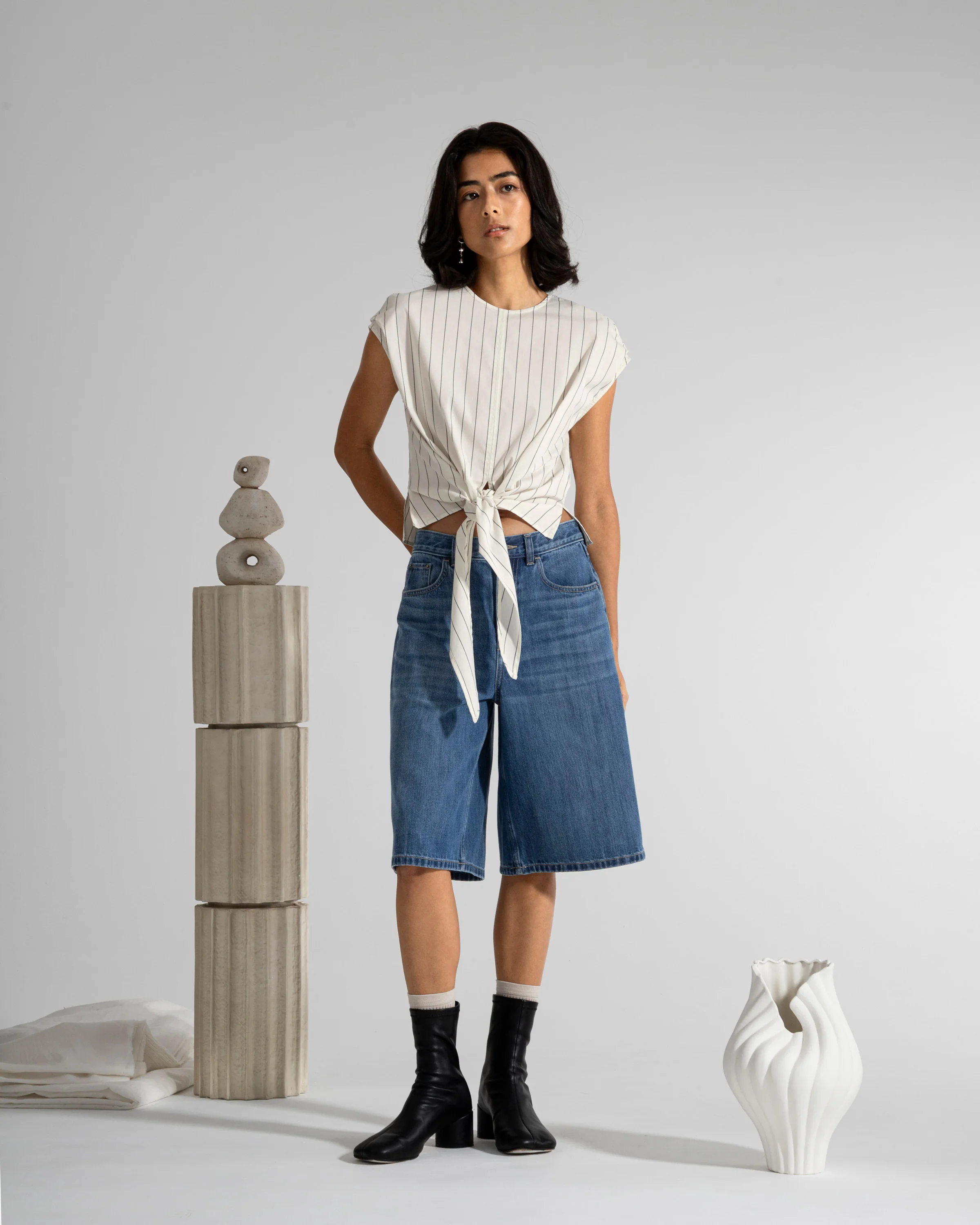 Striped Tie Waist Top - Image 2