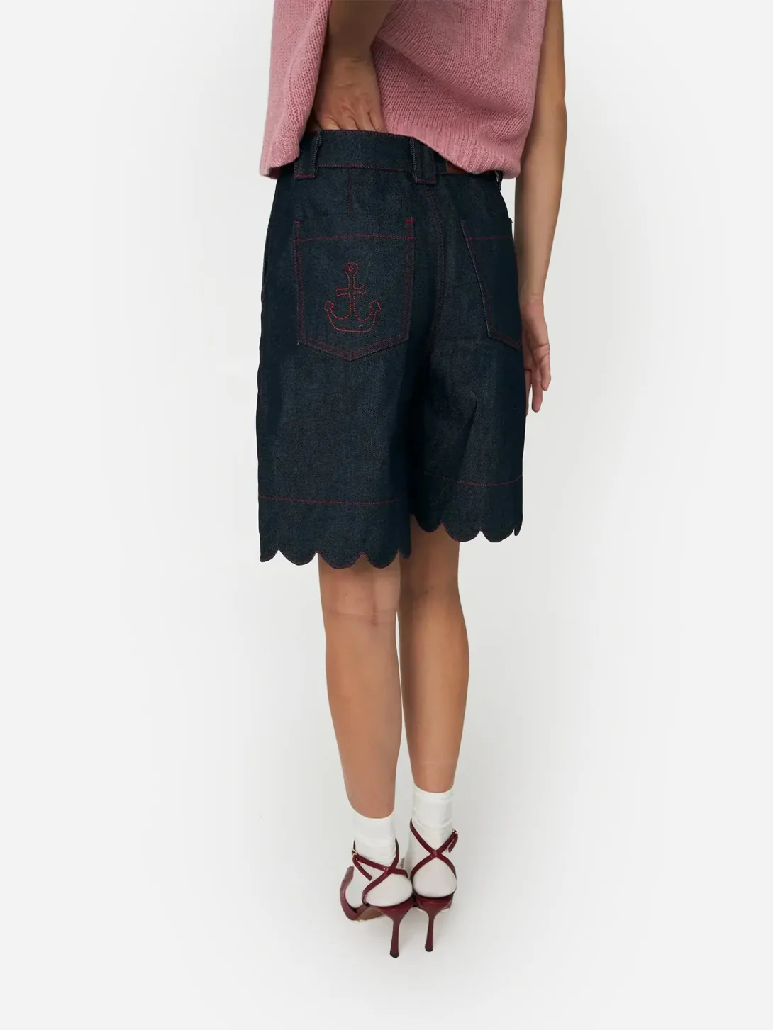 Unwashed Denim Scallop Shorts - Image 6