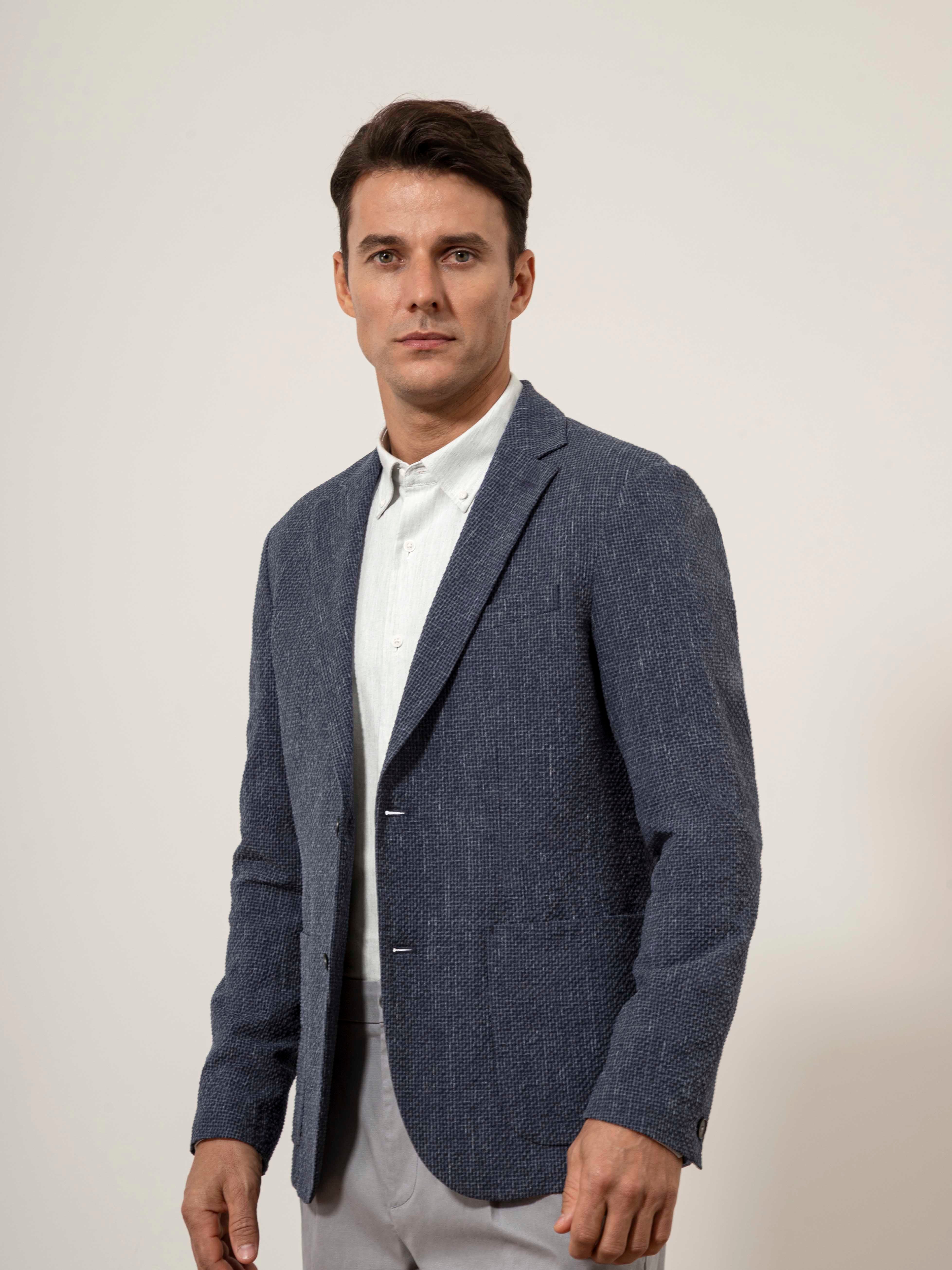 Perry Seersucker Check Blazer - Image 3